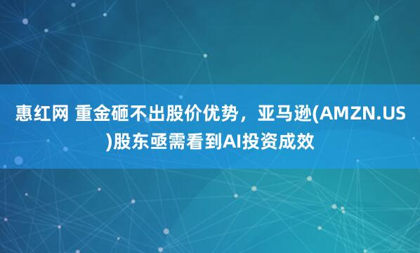 惠红网 重金砸不出股价优势，亚马逊(AMZN.US)股东亟需看到AI投资成效